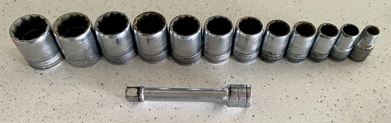 SK Tools USA 1/2″ Drive Socket Lot 12 Point 13 Pieces Used