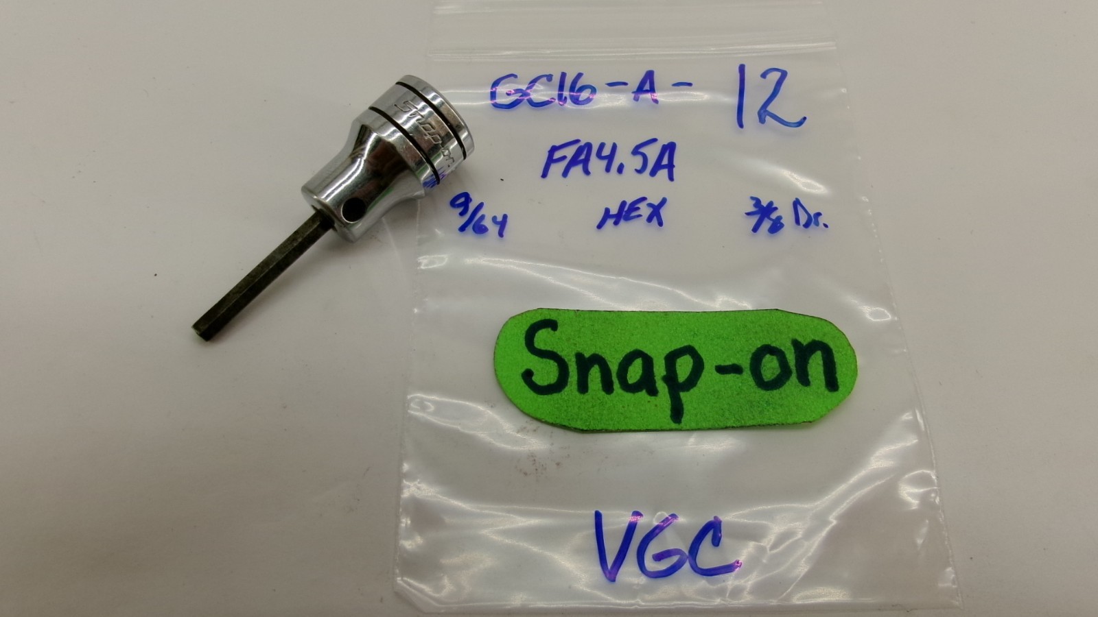Snap-on tools USA 3/8″ drive 9/64 SAE Hex Bit Socket Driver FA4.5A Nice!