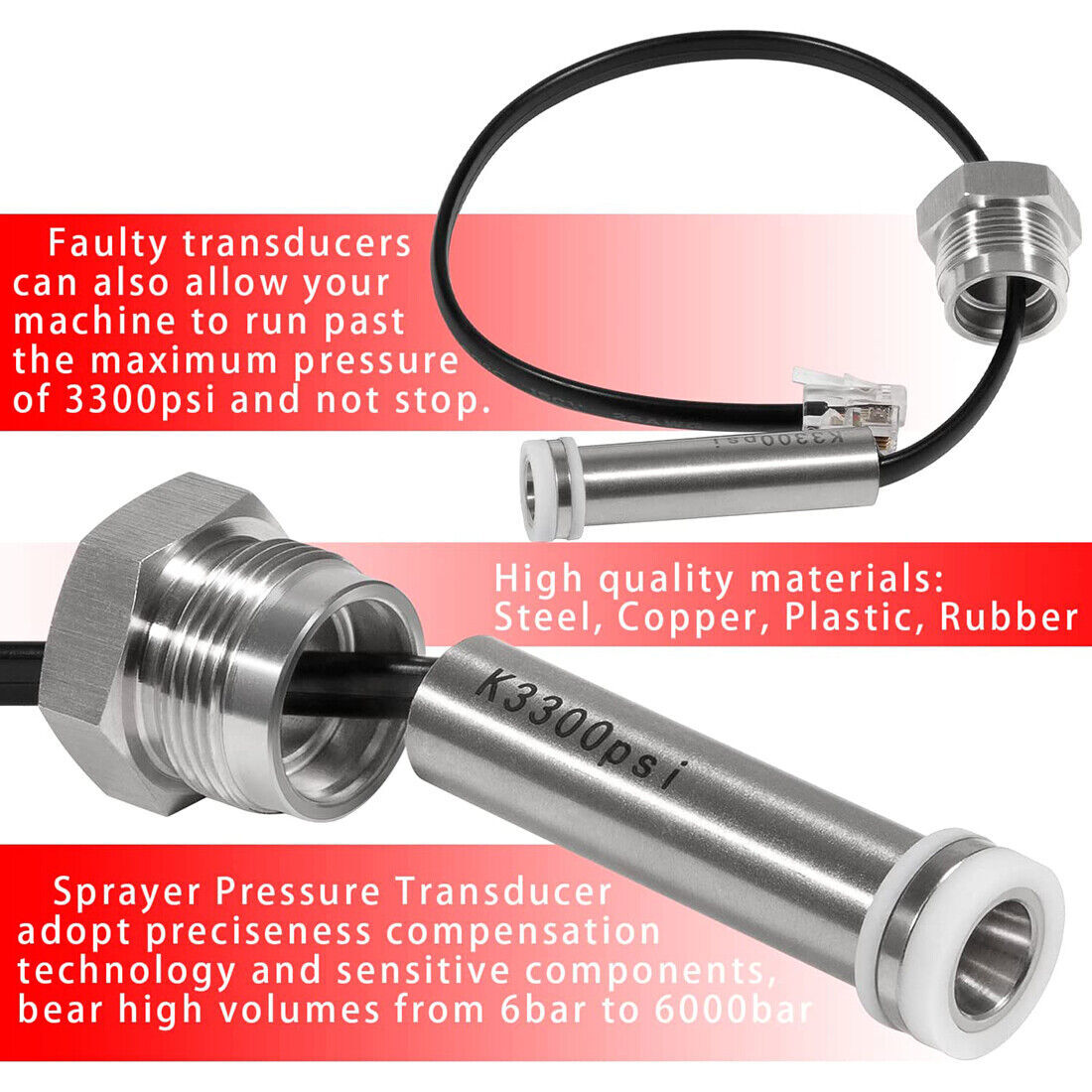 243222 Airless Sprayer Pressure Transducer For Most Graco Airless Paint Sprayers