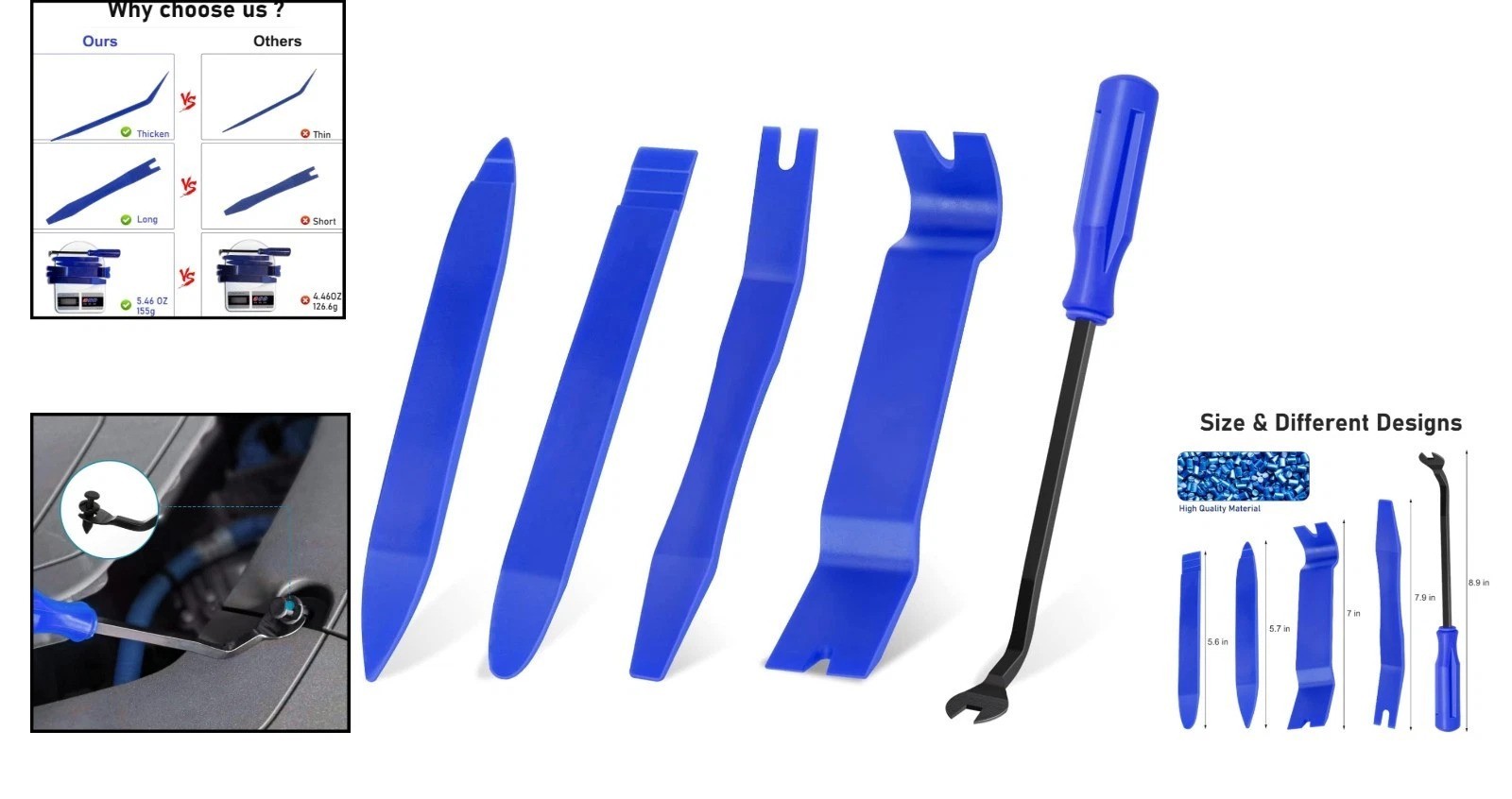 Durable 5-Piece Trim Removal Tool Set – Safe for All Vehicle Interiors