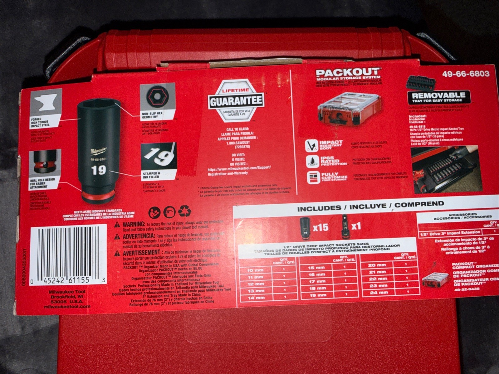 Milwaukee 49-66-6803 SHOCKWAVE Impact Duty Socket 1/2 in. Dr 16Pc MM PACKOUT Set