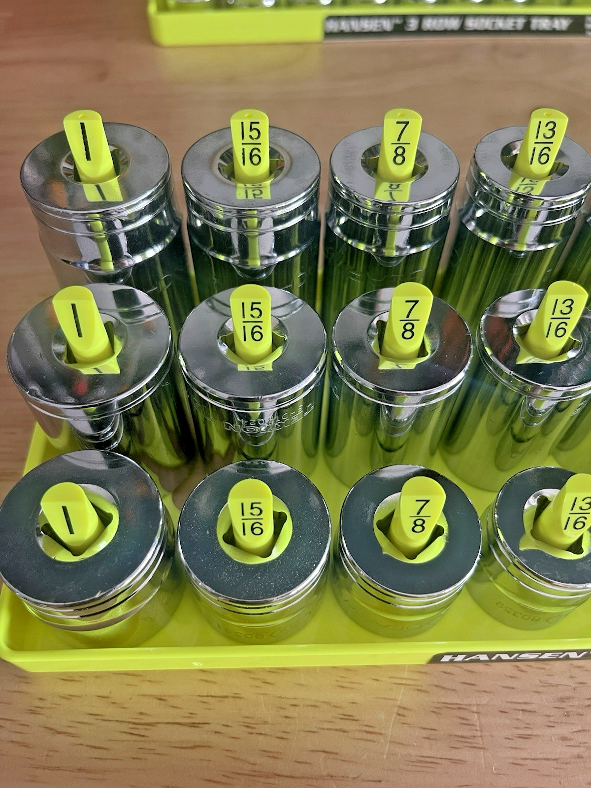 GearWrench 3/8” Metric & SAE Shallow Mid Deep 6 pt Sockets w/ Hansen Trays