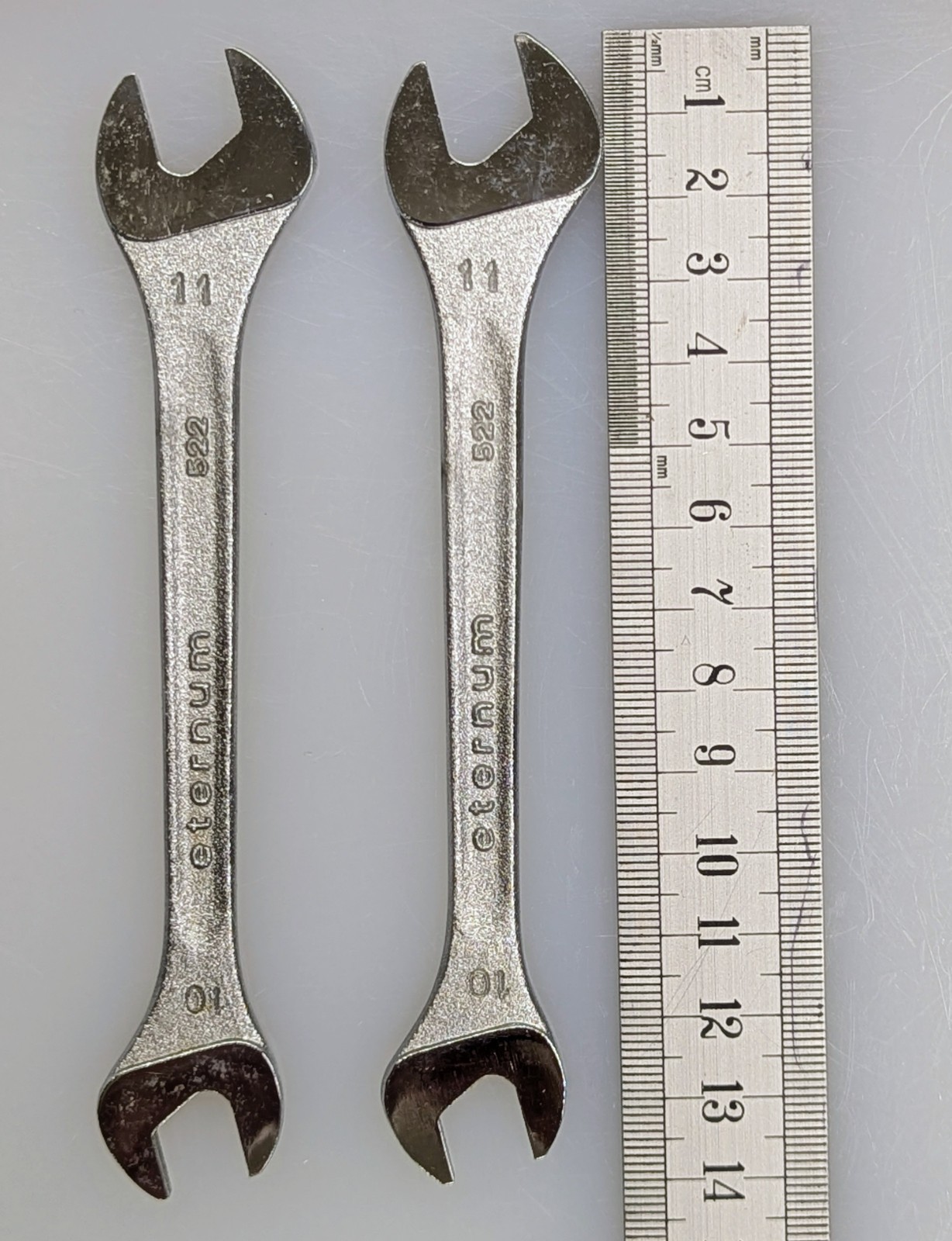 Two – Vintage ETERNUM Brand #522 metric Open-end Wrench 10mm and 11mm