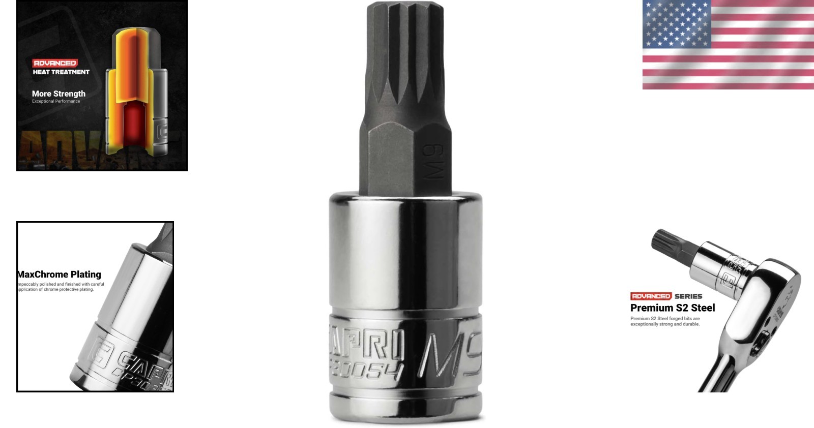S2 Steel 9mm Triple Square Bit Socket – Ideal for Breaker Bars & Ratchets