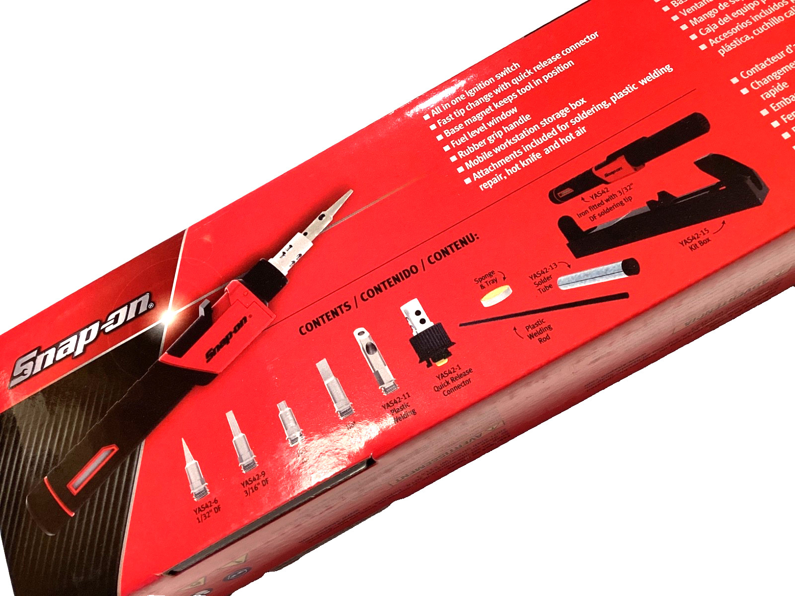 Snap on YAKS42 RED Butane Gas Soldering Iron & Plastic Weld Kit 25-130 Watts NEW