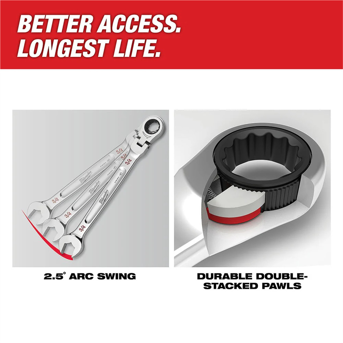 Milwaukee 48-22-9513 15pc Metric Flex Head Ratcheting Wrench Set, MAXBITE Grip