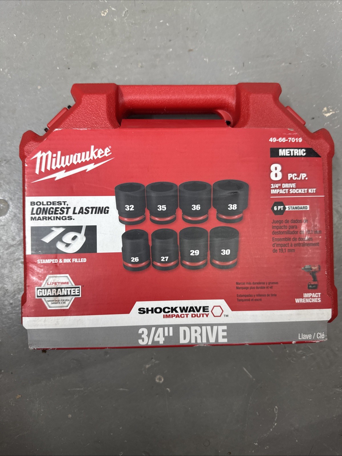 Milwaukee 49-66-7019 8PC SHOCKWAVE Impact 3/4″ Drive Metric Standard 6pt Sockets