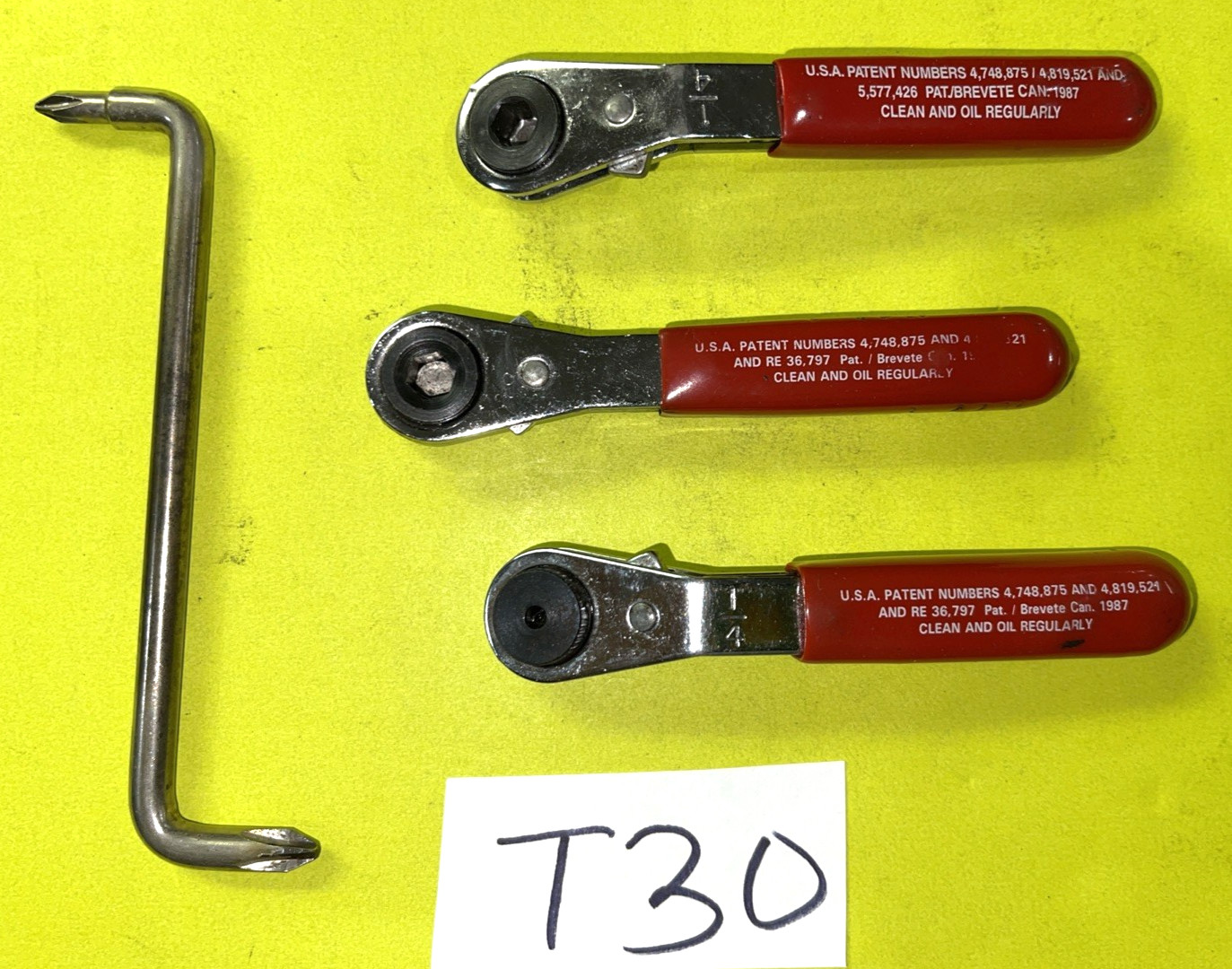 MAC TOOLS 3 PIECE 1/4 HEX BIT THUMB WHEEL RATCHETING WRENCH & OFFSET SCREWDRIVER