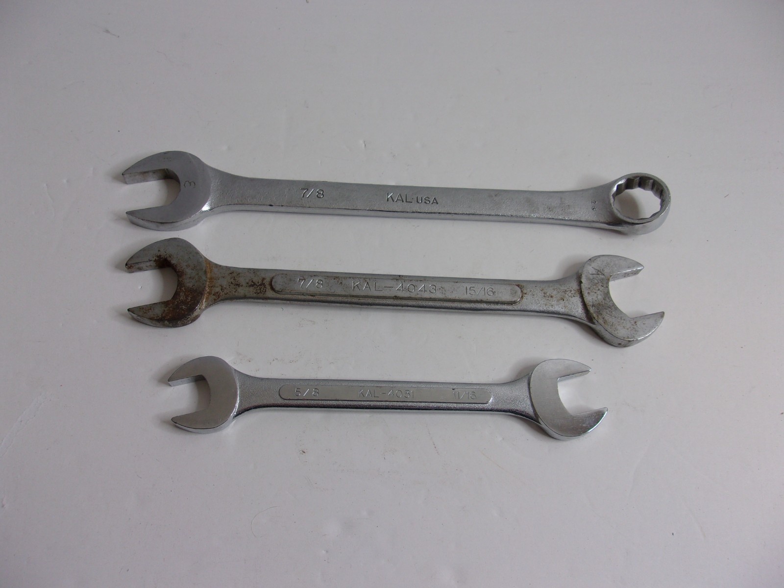 3-Vintage KAL USA 7/8″ COMBINATION WRENCH 12pt plus others as Pictured