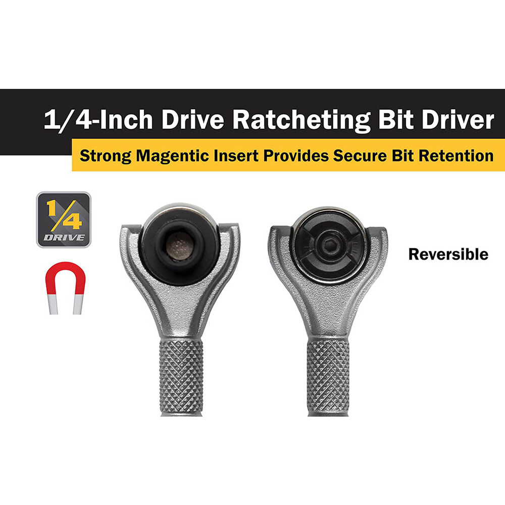 Titan 11318 1/4″ Drive Aluminum Swivel Head Micro Ratchet Bit Driver Silver