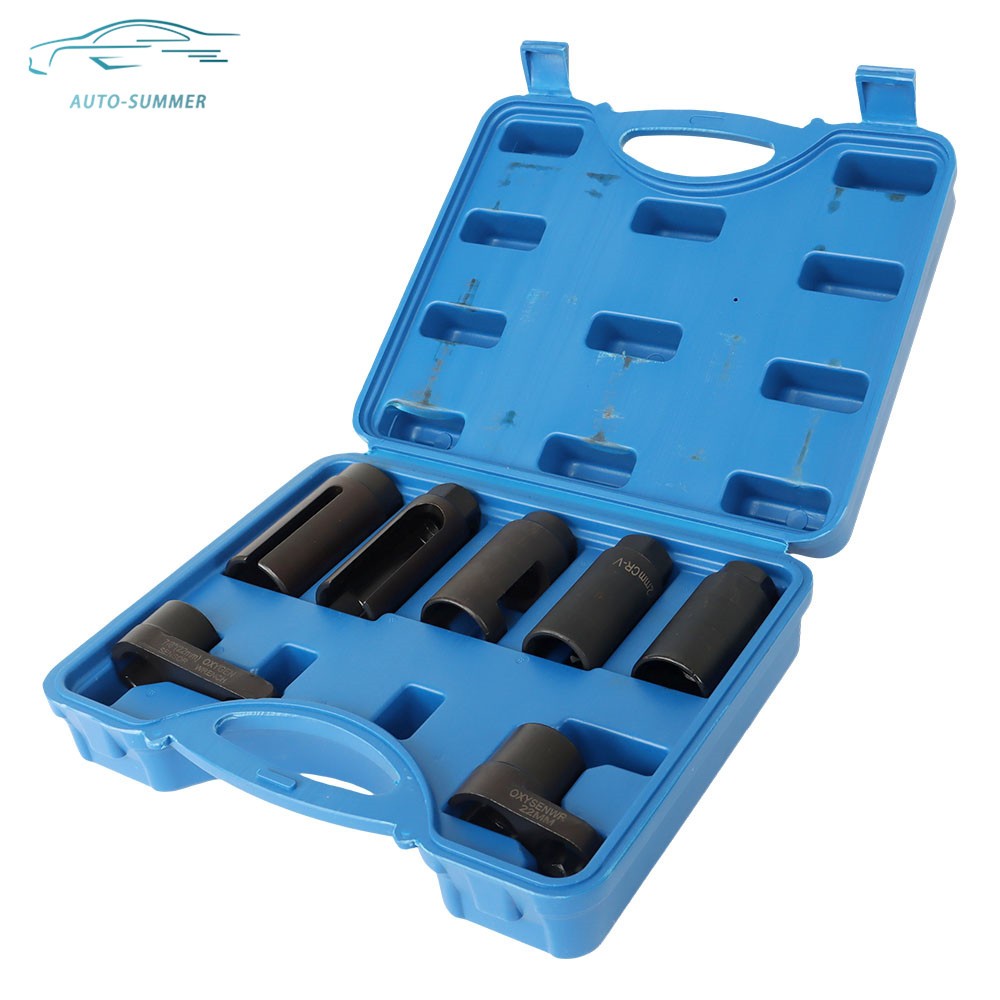 1/2″ 3/8″ 7/8″ 22mm 27mm 29mm Oxygen O2 Sensor Wrenches Socket Tool Kit 7 Pieces