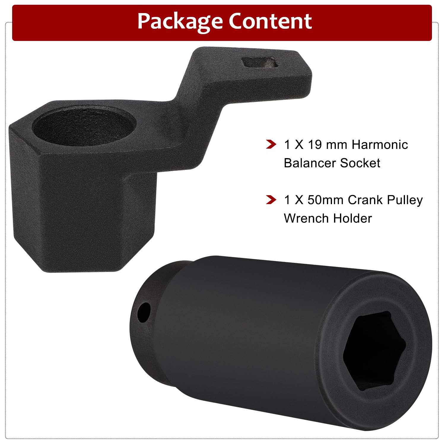 19mm Harmonic Balancer Socket & 50mm Crank Pulley Wrench Tool for Honda Acura