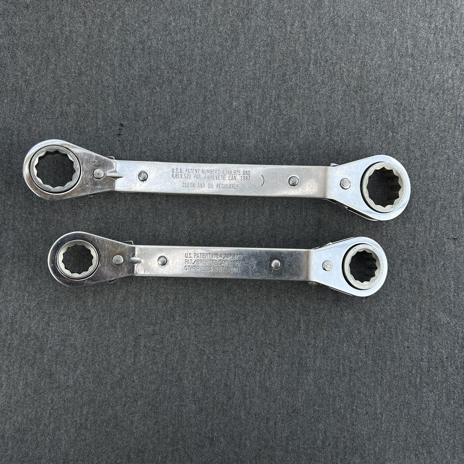 Kastar 2pc Metric Offset Ratcheting Wrenches 15mm x 17mm & 19mm x 21MM 6pt USA