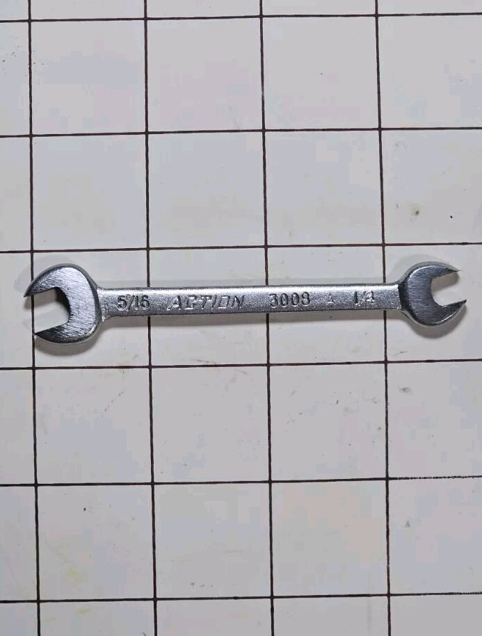Action Tools USA 3008A 5/16in X 1/4 in SAE Open End Wrench Vintage W Makers Mark