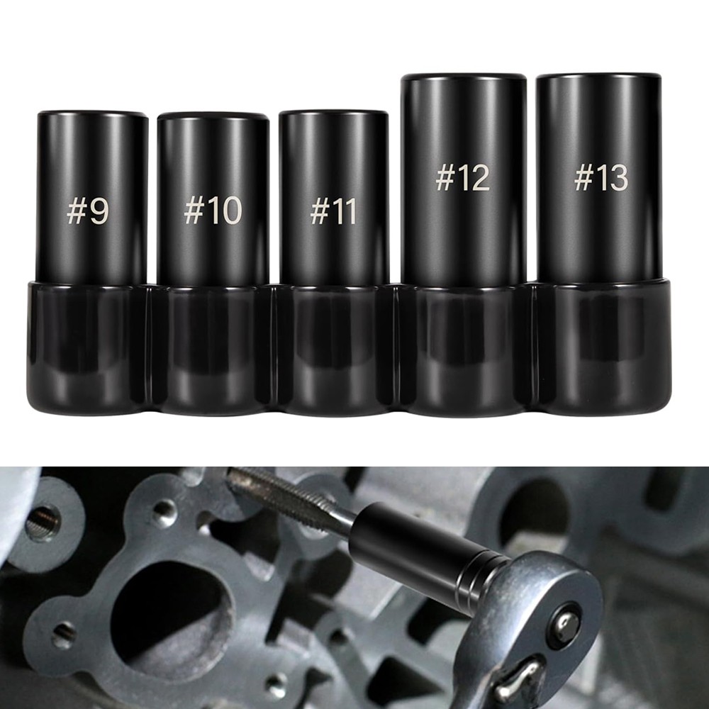 5PCS 71670 Large Tap Socket Set, for 5/8″, 11/16″, 3/4″, 7/8″ & 1″16mm-25mmTaps