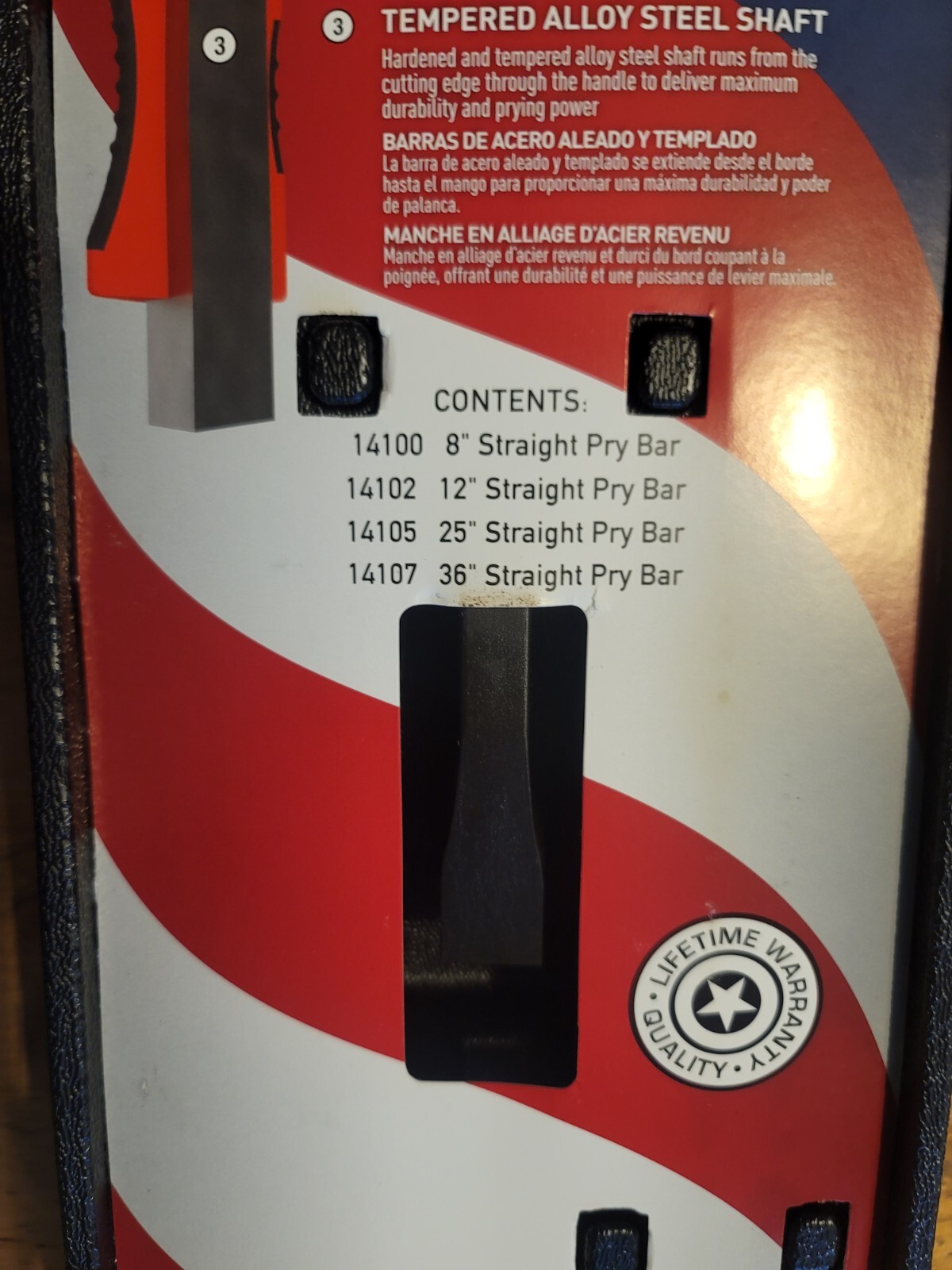 Mayhew USA 4pc Heavy Duty Dominator Straight Pry Bar Set 8, 12, 25 & 36″ #14064