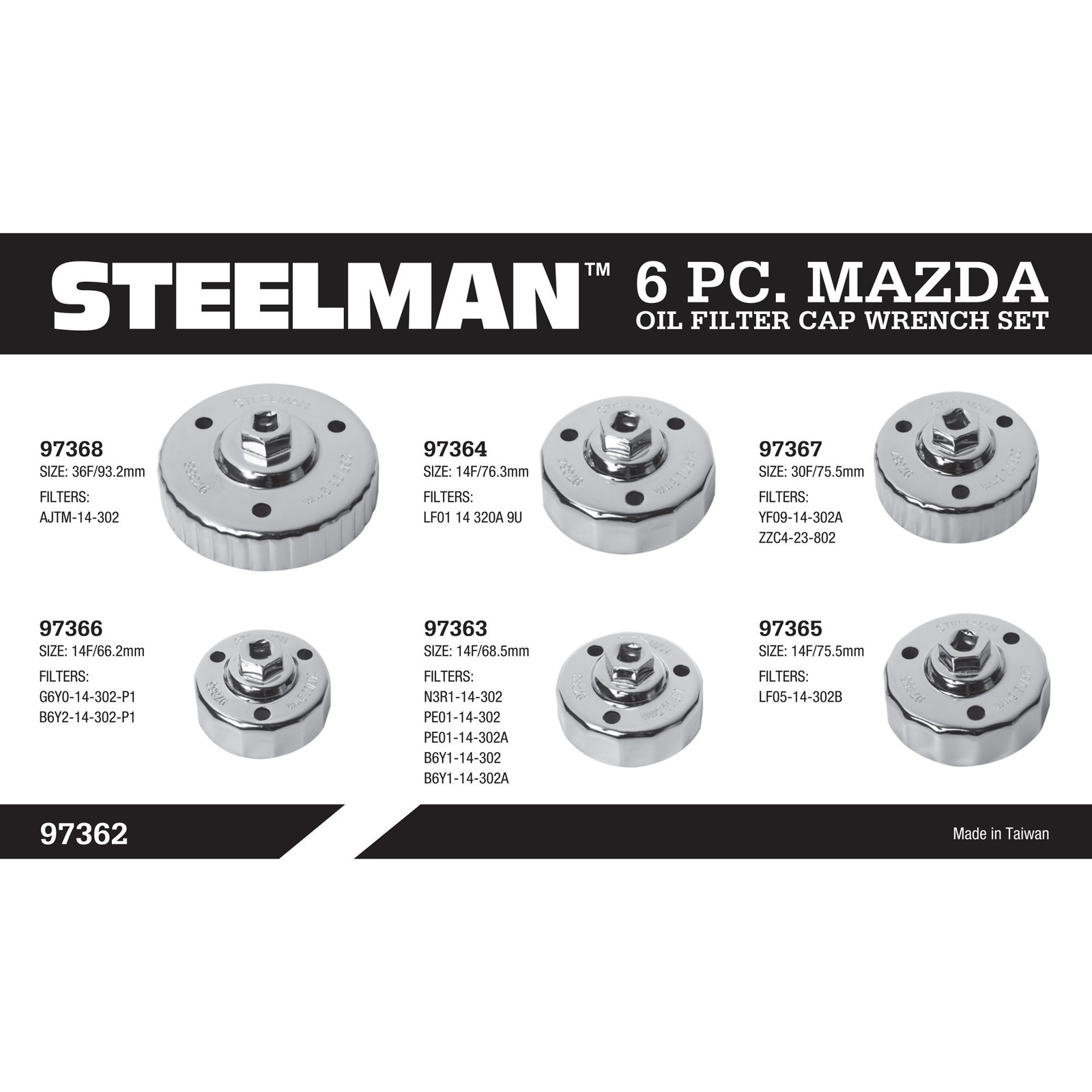 Steelman 6 Piece Snug Fit Mazda Oil Filter Cap Wrench Set 97362