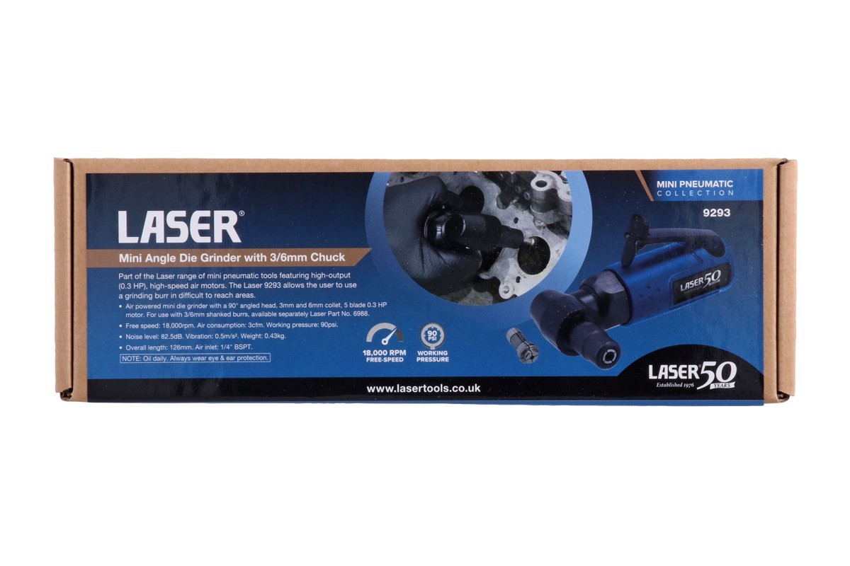 Laser Tools 9293 Mini Angle Die Grinder with 3mm/6mm Chuck