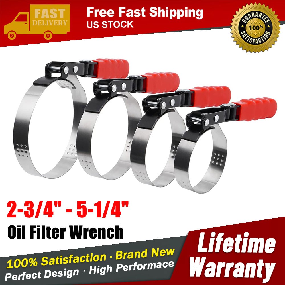 Adjustable Oil Filter Wrench Oil Filter Removal Tool Kit 2-3/4″ – 5-1/4″ 4 Sizes
