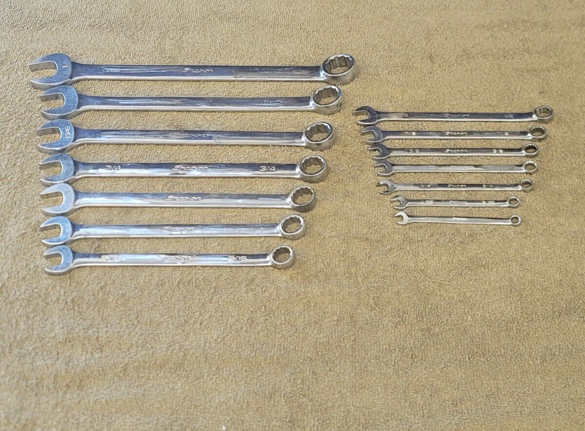 Snap on OEX Combination Wrench Set Sae 1″ 7/8 13/16 3/4 11/16 5/8 9/16 1/2 3/8