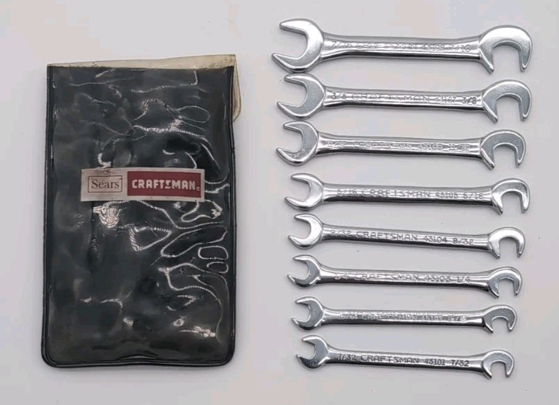 Sears Craftsman Tools USA 8 Piece Open-End 4 Way Offset Ignition Wrench Set 4306