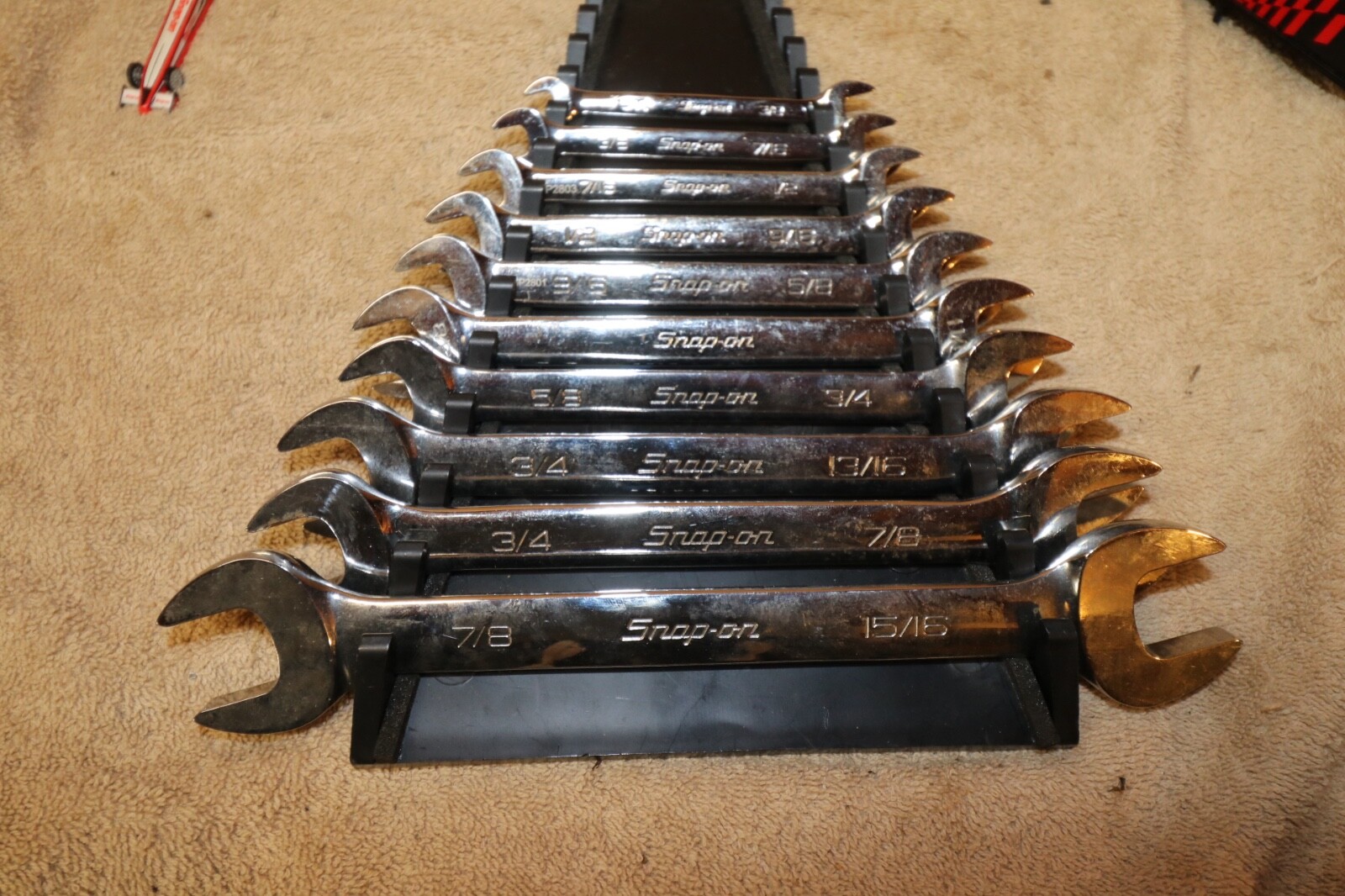 Snap-on SAE Open End Wrench 9pc. Set VOM806B USA 5/16 they 7/8 With Tray.