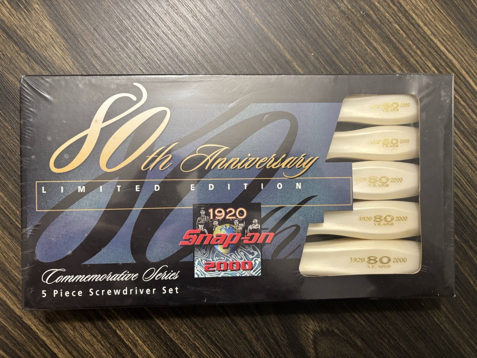 SNAP-ON TOOLS 5 Piece 80th Anniversary Pearl White Combo Screwdrivers-NRFB