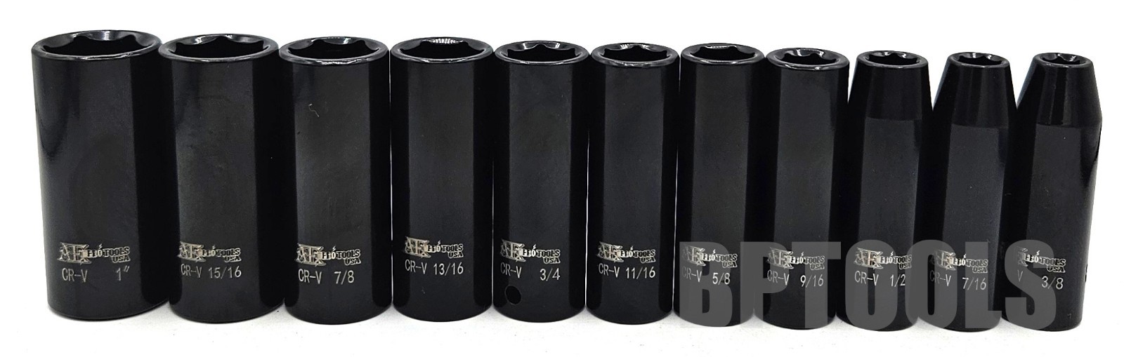 12pc 1/2″ DR. Deep Impact (SAE) Socket Set 6-Point HI-VIZ 3/8″ to 1″ CR-V