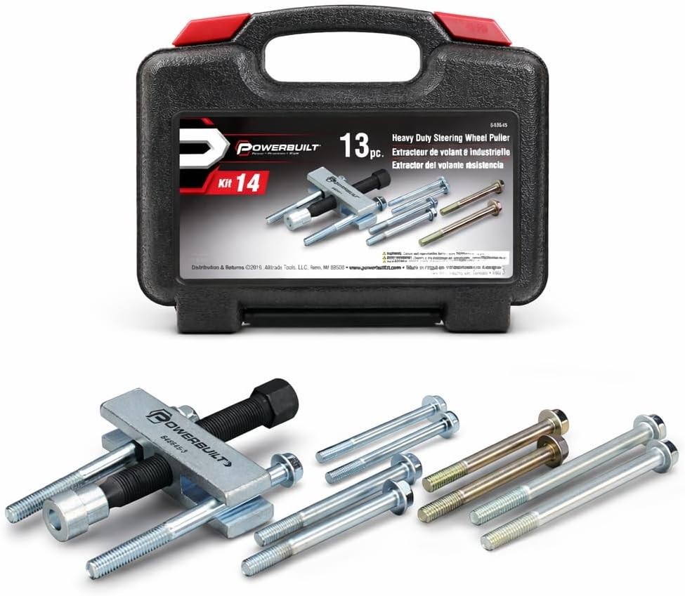 14-Piece Heavy Duty Steering Wheel Puller Set with Frustration-Free Storage Case