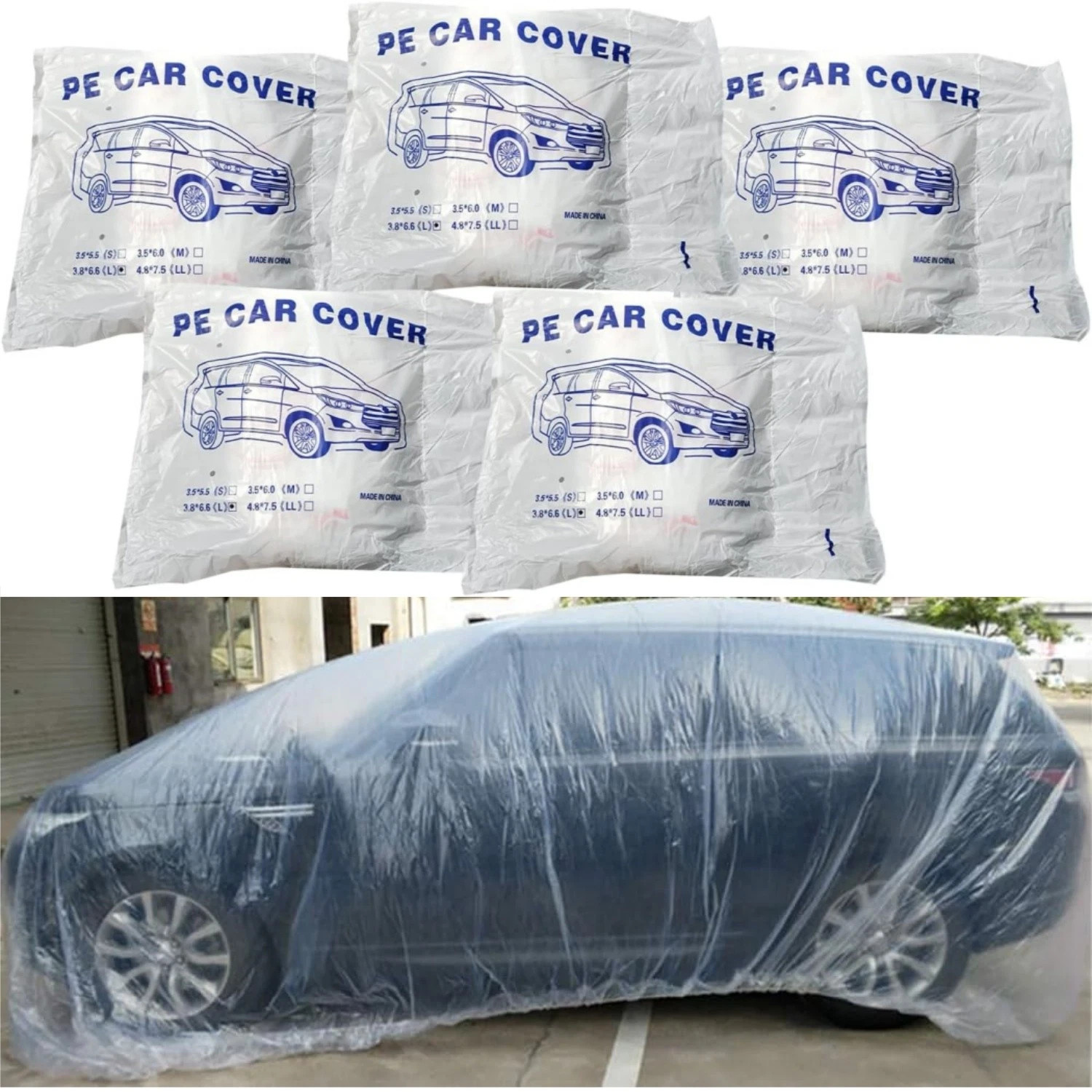 5 PACK Clear Plastic Disposable Car Cover Temporary Universal Rain Dust Garage