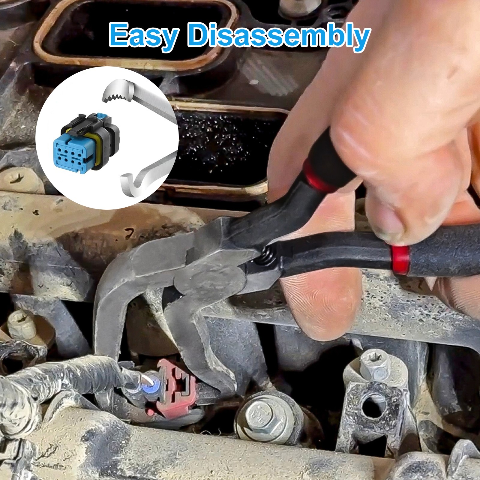 Electrical Disconnect Pliers Set Straight & 60° Angled Fuel Line Connector Tool