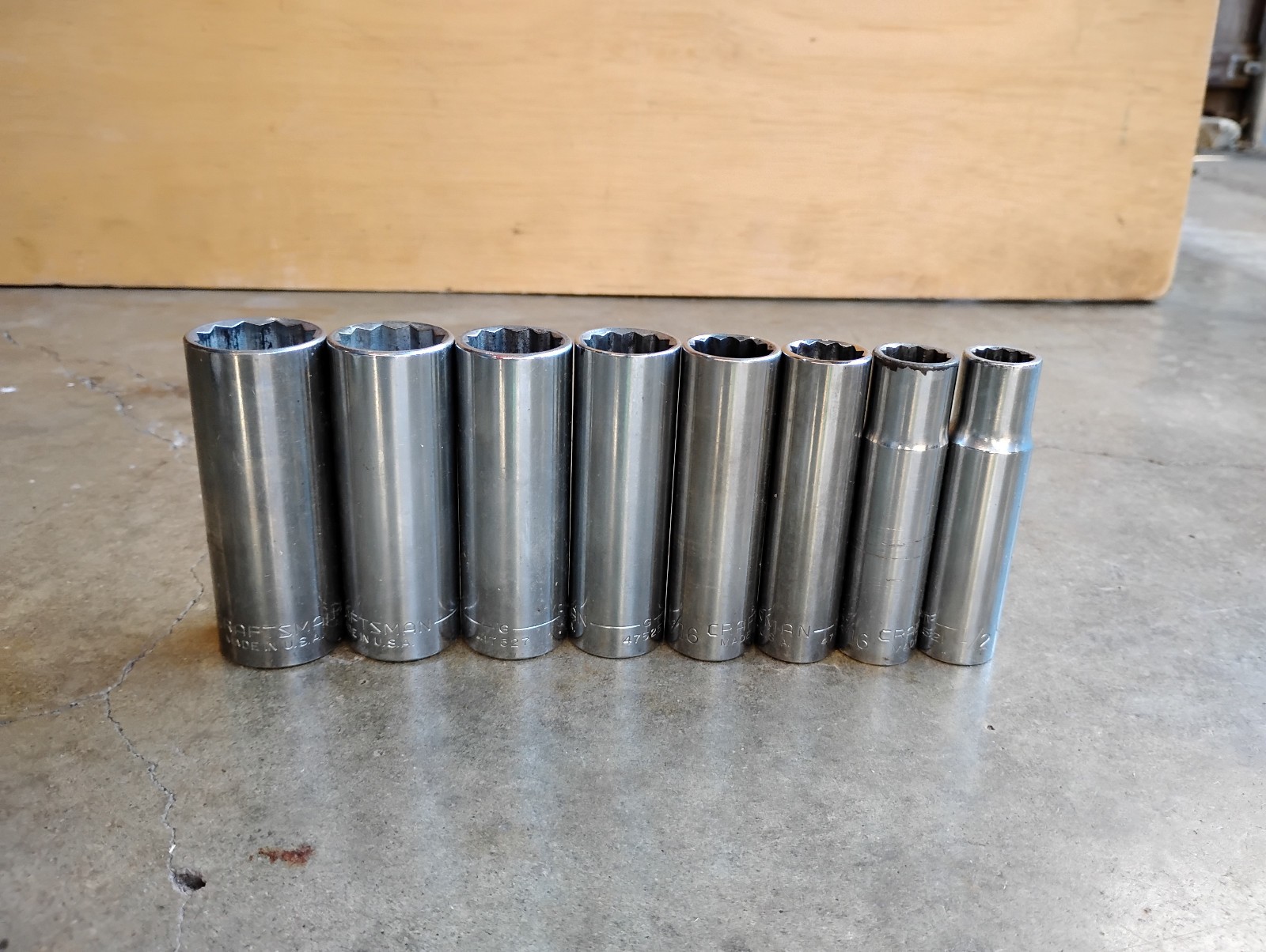 CRAFTSMAN 8 Piece 1/2 Dr 12pt Deep SAE Socket Set 15/16″- 1/2″ USA