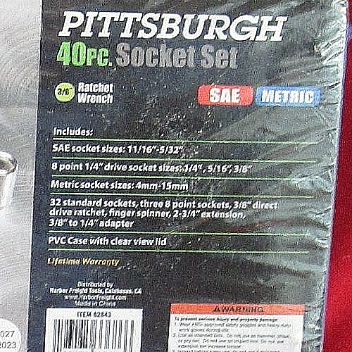 New in Sealed Package Pittsburgh 40 Piece Socket Set – Standard and Metric