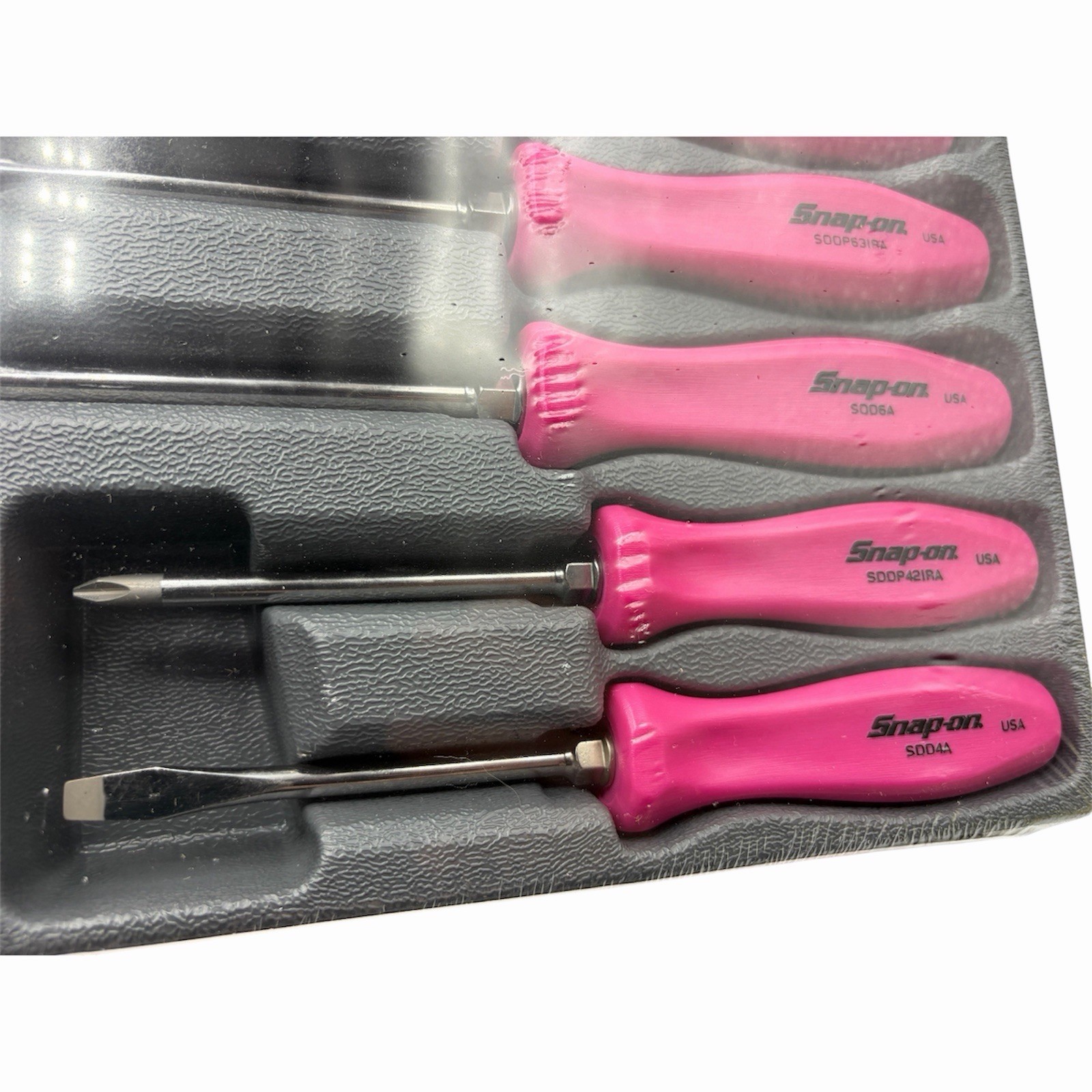 Snap On Tools Pink Hard Handle Combination Screwdriver Set SDDX70APP 7 Piece New