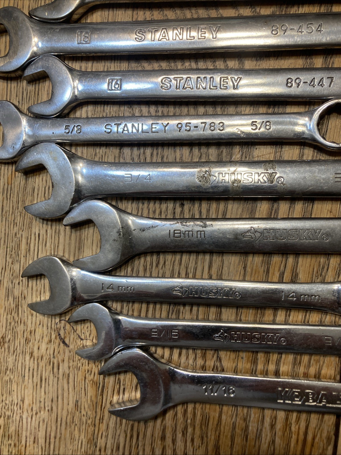 Stanley Kobalt Husky Large SAE Metric Combination Wrench Mixed Lot Of 9