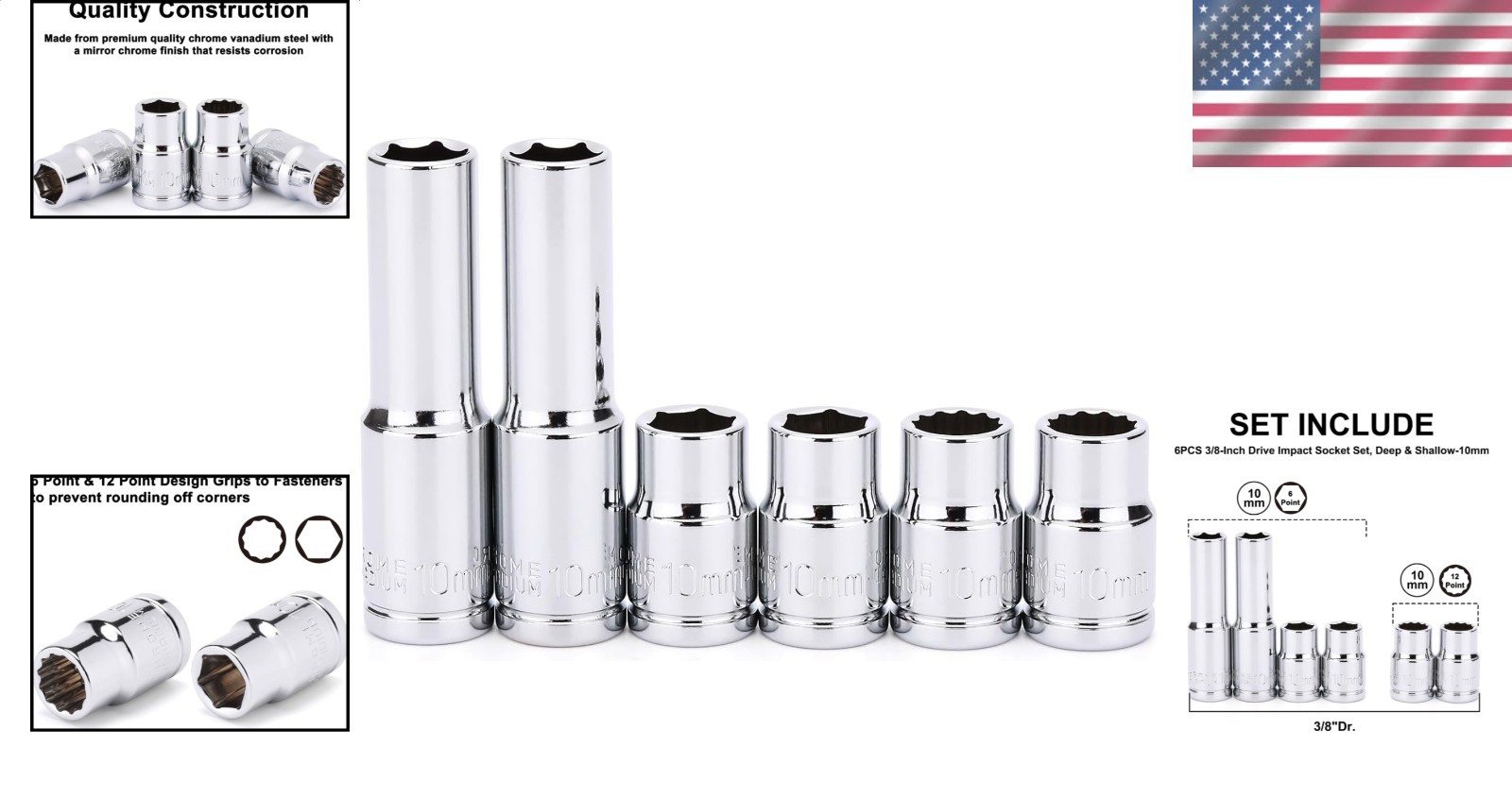 Impact Socket Set 6pc 3/8