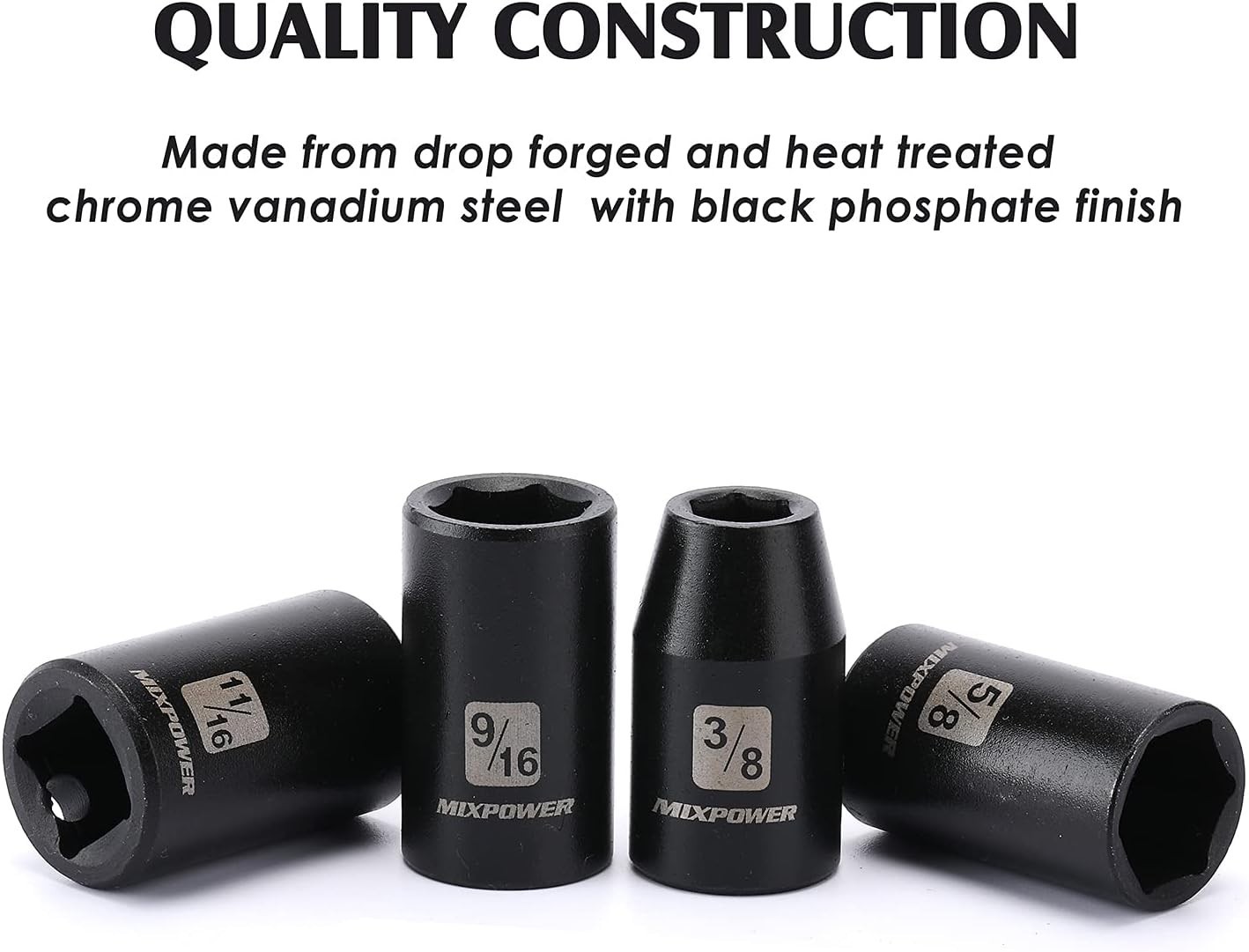 14 Pieces 1/2-Inch Drive Shallow Impact Socket Set, 3/8-Inch to 1-1/4 Inch, C…