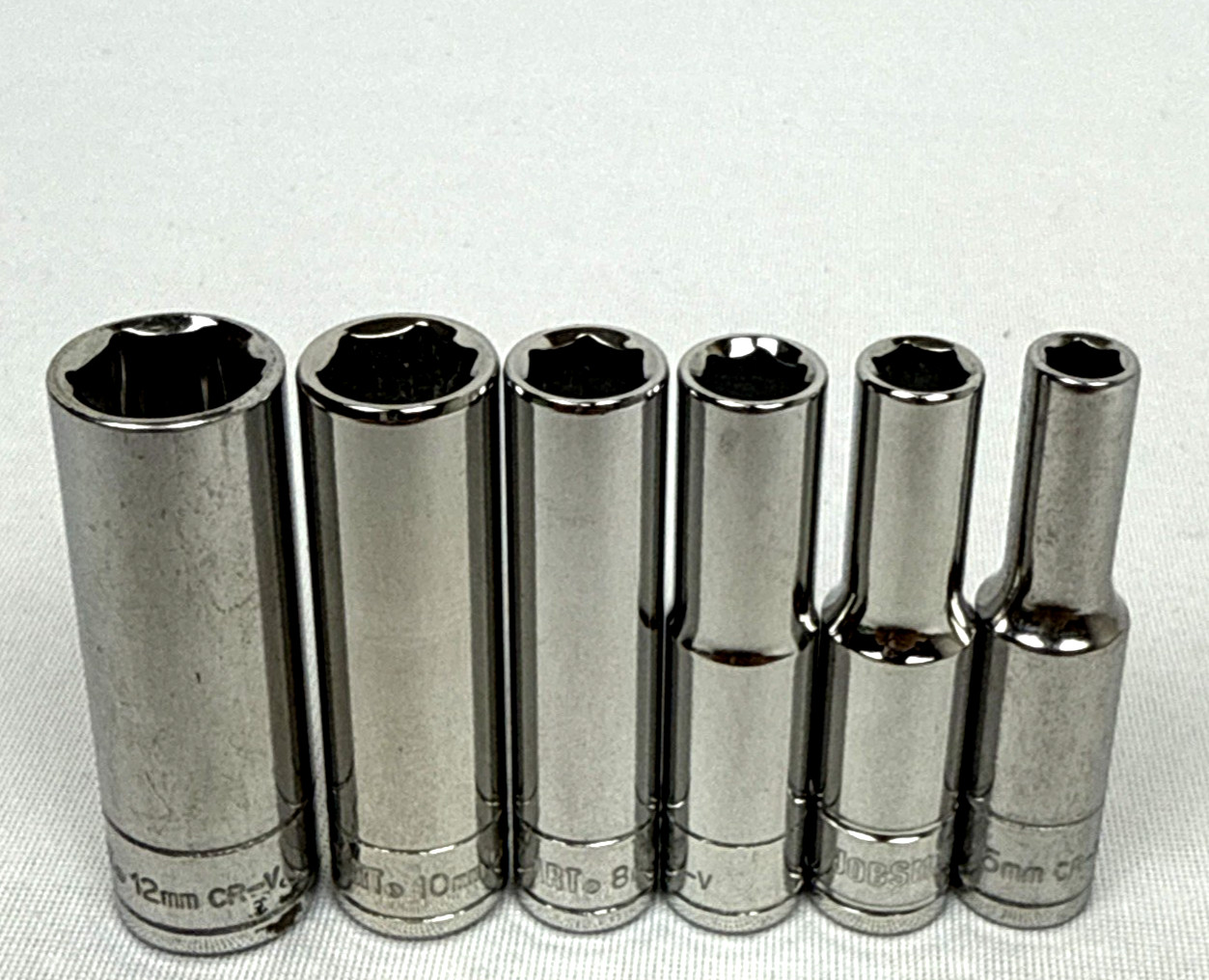 JobSmart 6 Piece Metric MM Deep Socket Set 1/4″ Drive 6 Point 5mm-12mm