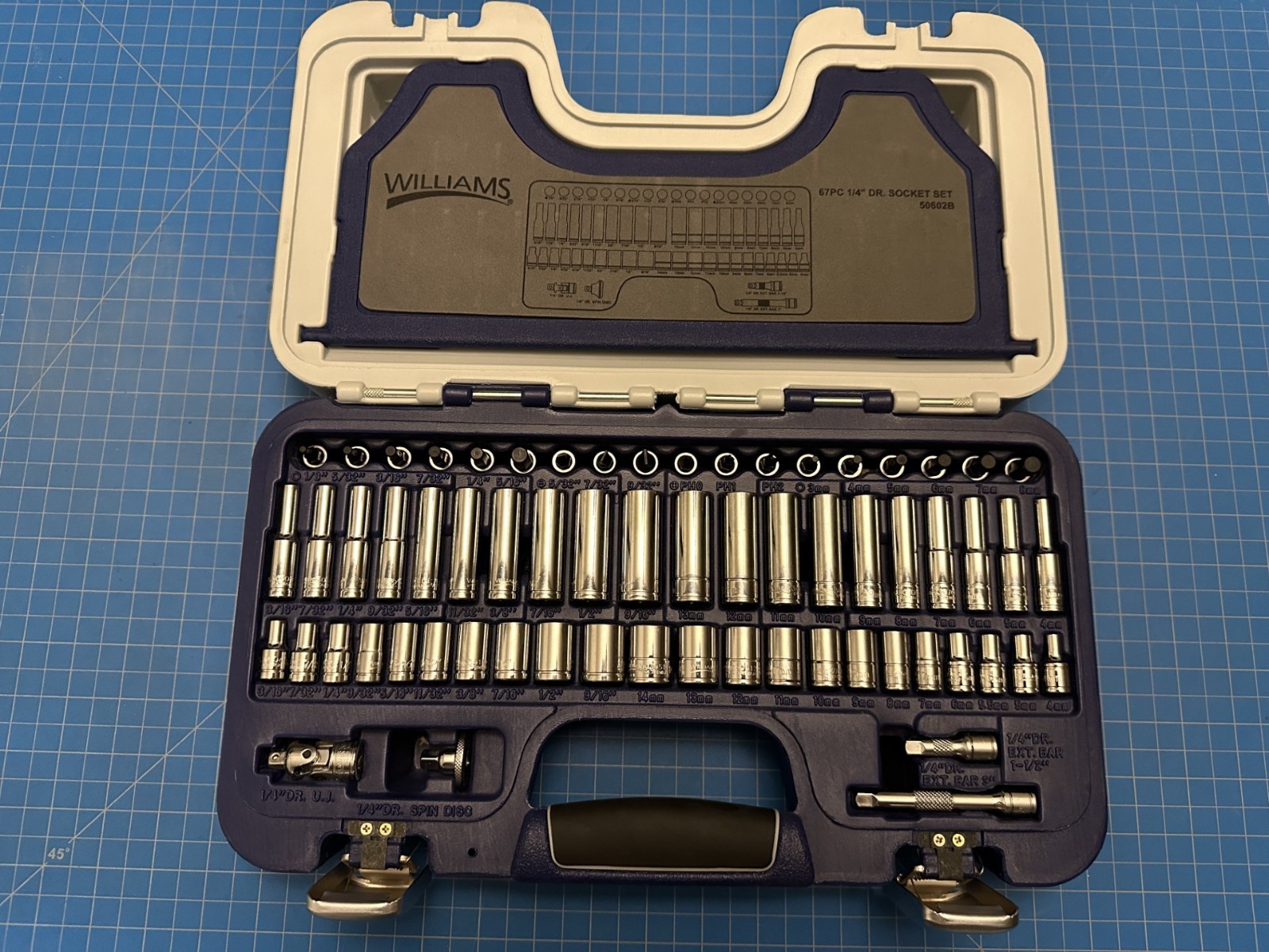 Williams 50602B 67 pc 1/4″ Drive 6-Point SAE & Metric Socket and Drive Tool Set
