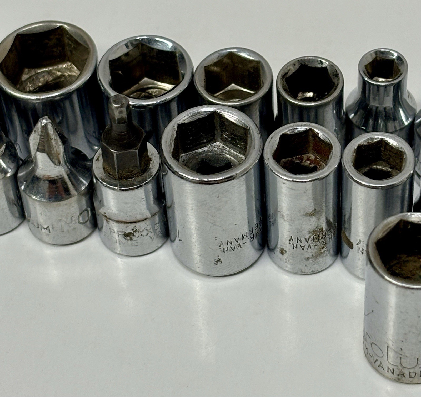Vintage Chrom-Vanadium 1/4” Drive Shallow Metric Sockets Lot Of 41 Elora Proxxon