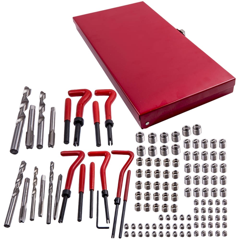 131 pcs Thread Repair Tool Kit Drill Bits Taps Threaded Inserts Installation