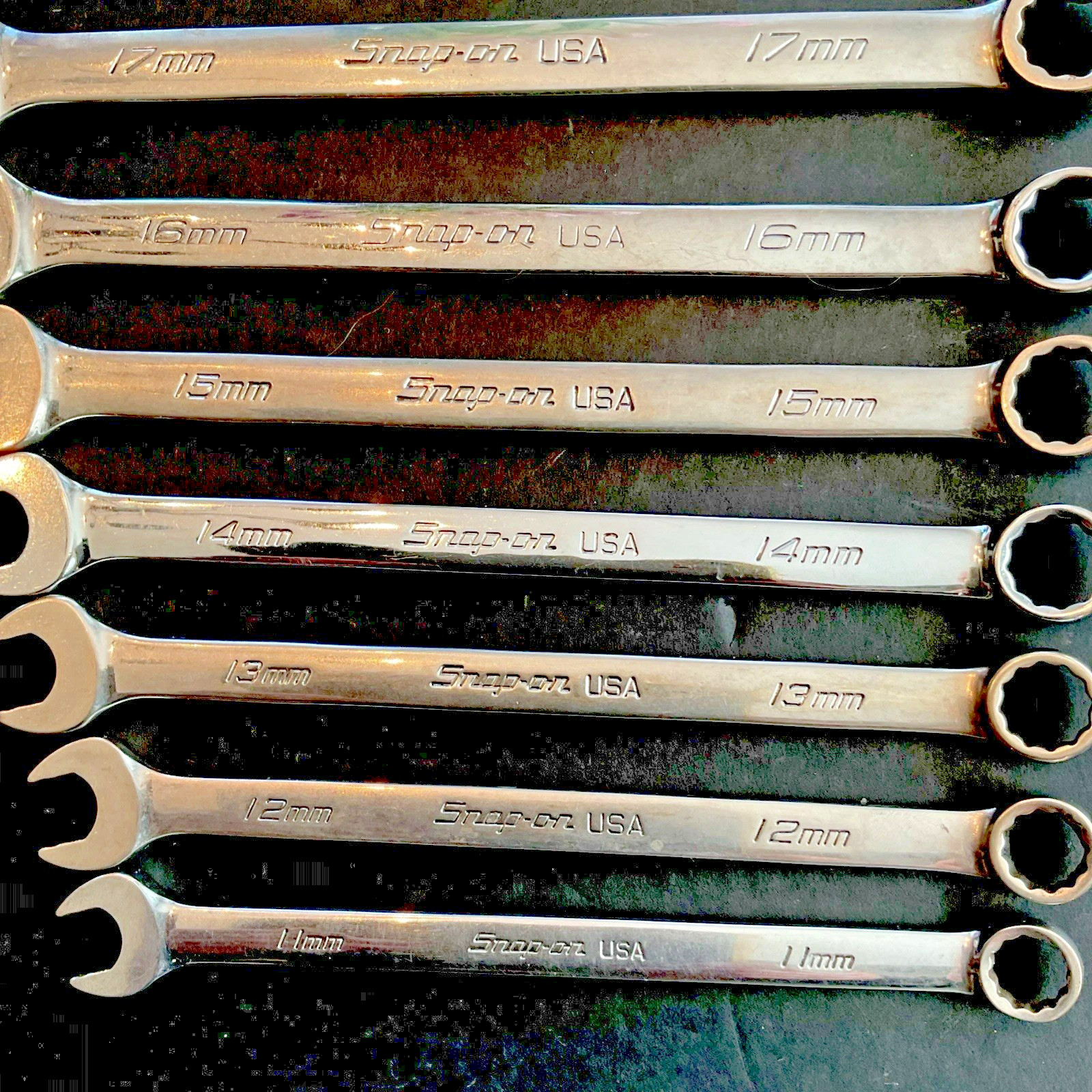 Snap On SOEXM 12-Point Metric Flank Drive Wrench Set 9 Pieces 11MM Thru 19MM