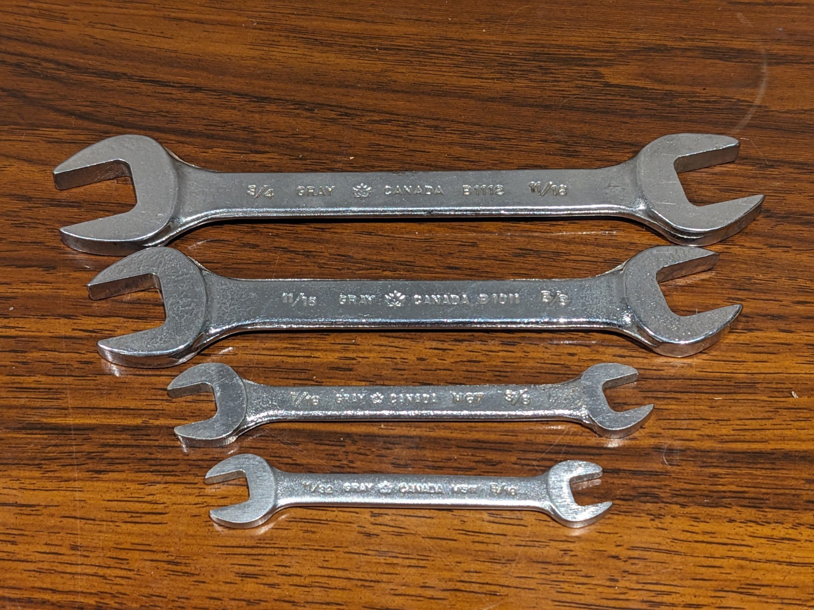 Gray Canada 4‑Piece SAE Open Ended Wrench Set