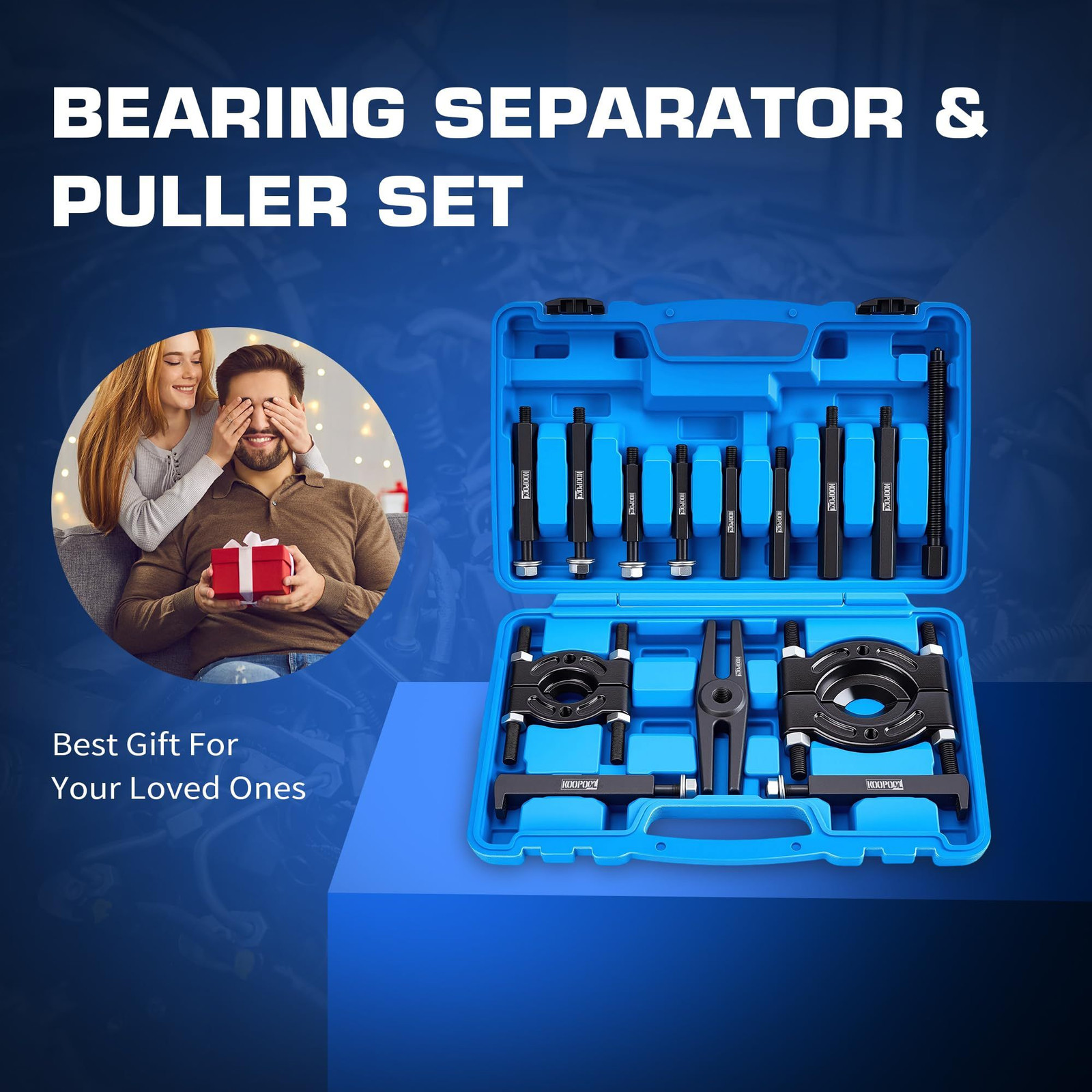 KOOPOOL Bearing Puller and Splitter Kit, Separator Set, BLUE