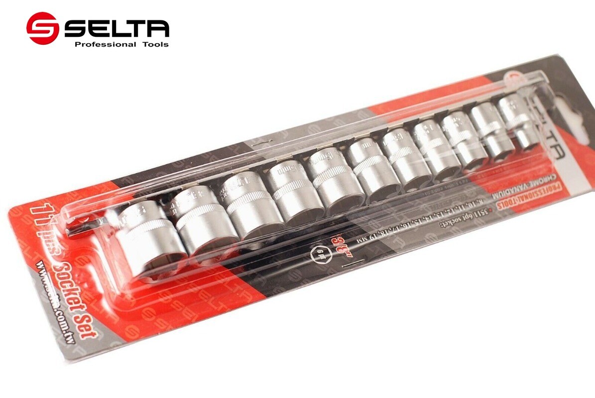 Selta Taiwan Cr-V 11pc 3/8″ Dr. Socket Set: 8-10-11-12-13-14-15-16-17-18-19mm