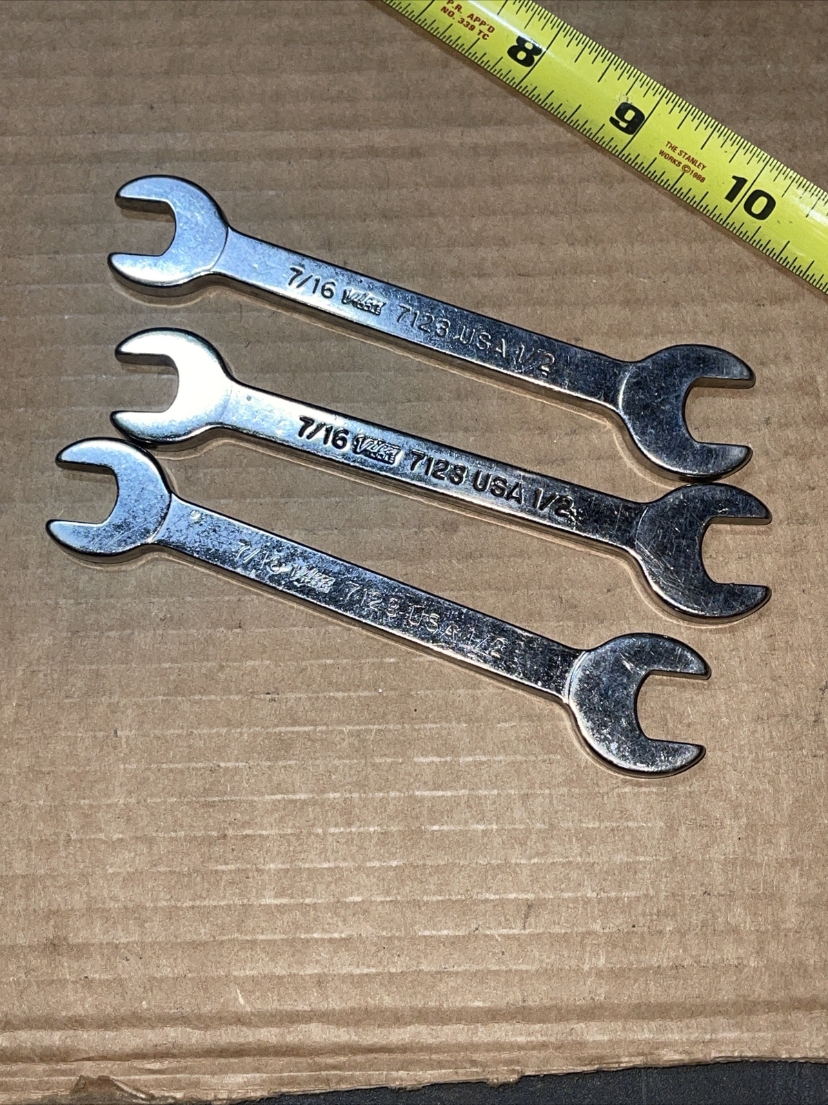 Vintage Vim USA 7123 7/16 In X 1/2 In SAE Open End Stubby Wrench Short