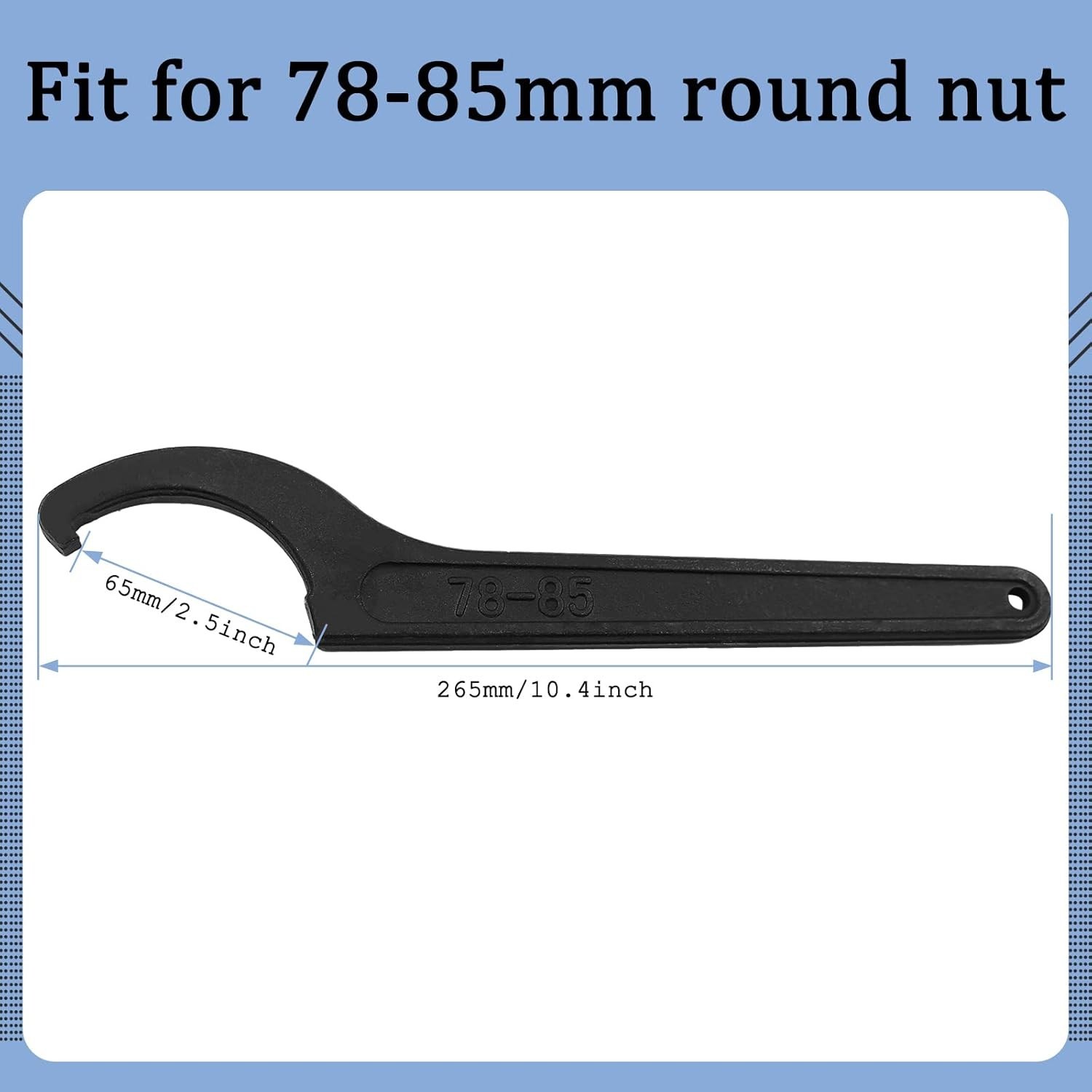 C Hook Spanner Wrench Black Carbon Steel 78-85mm Round Nut