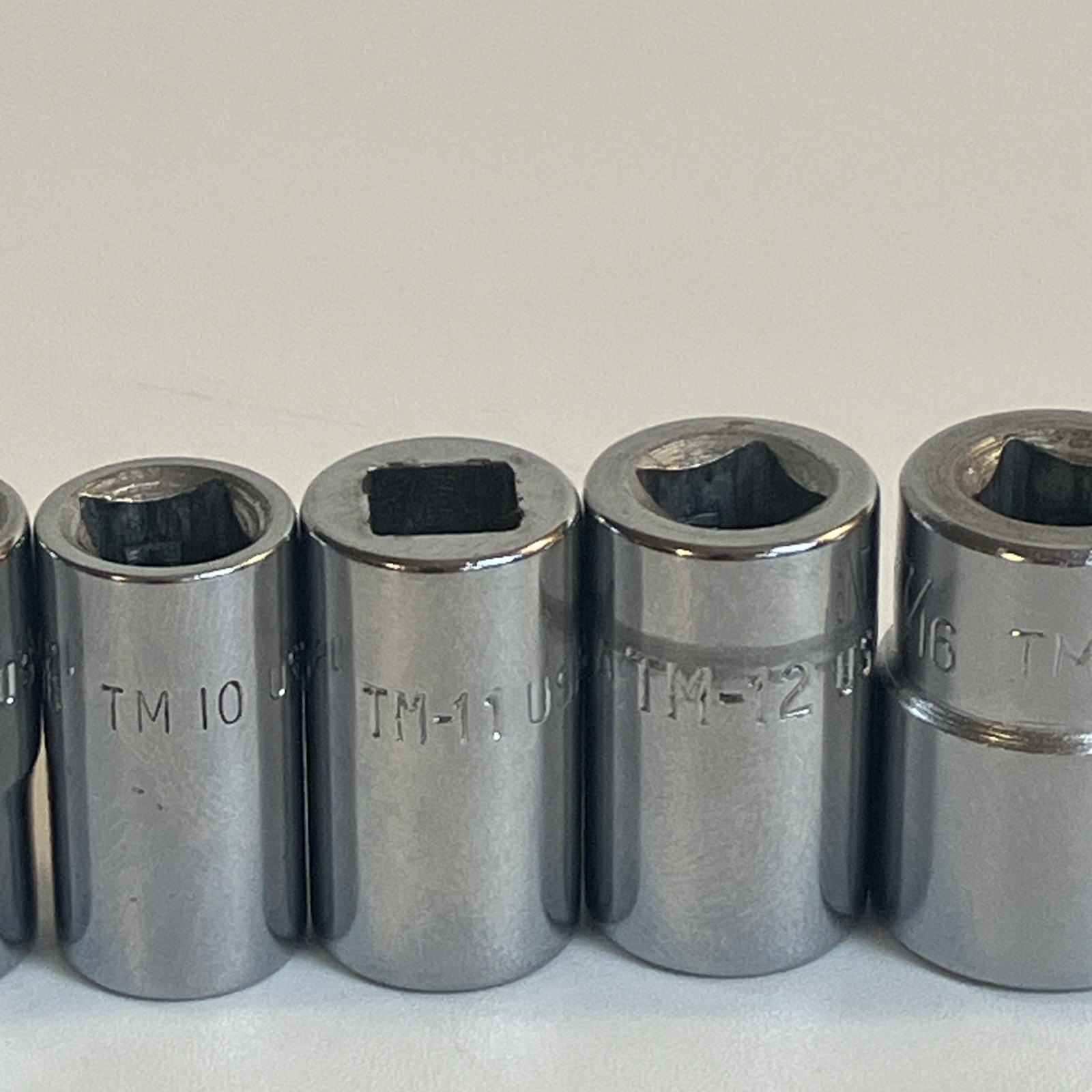Snap On Tools 1/4″ Drive 9 Pc SAE Shallow 6 Pt Socket Lot TM6 – TM18 3/16″-9/16″