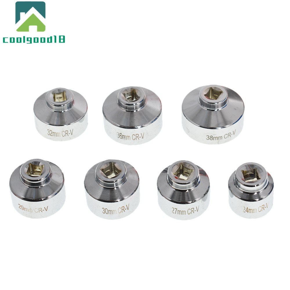 7 Pcs Paper Cartridge Housing Oil Filter Cap Wrench Socket Set Tool Kit w/ Box