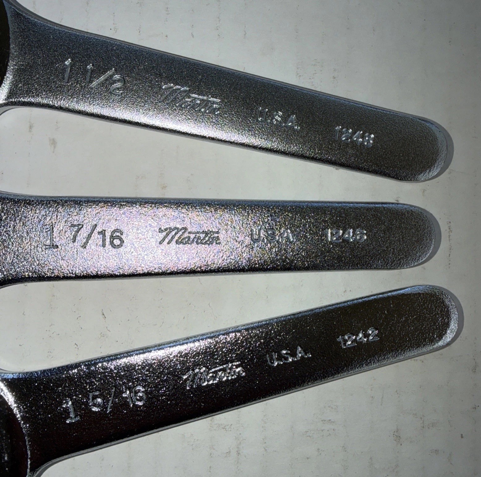 6 PC Martin Service Thin Angle Wrenches Wrench Set Sae 1-1/16”TO”1-1/2 USA